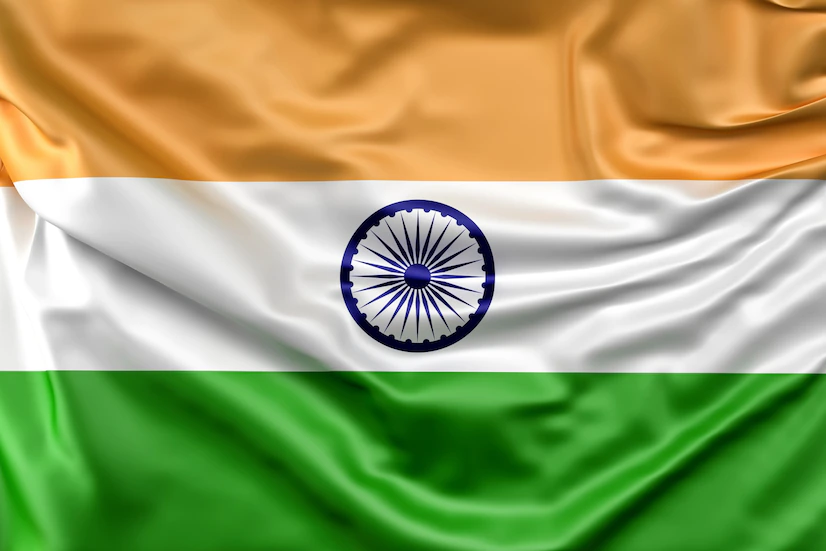 full screen India flag, made up of Hand-woven, hand-spun national flags made of cotton, silk, wool or Khadi 