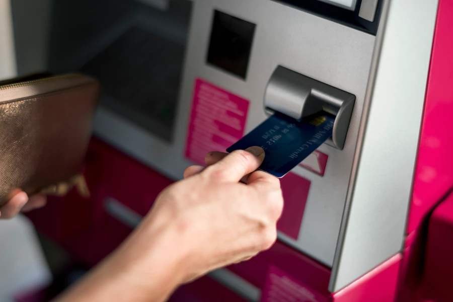 ATM cash withdrawal with card,